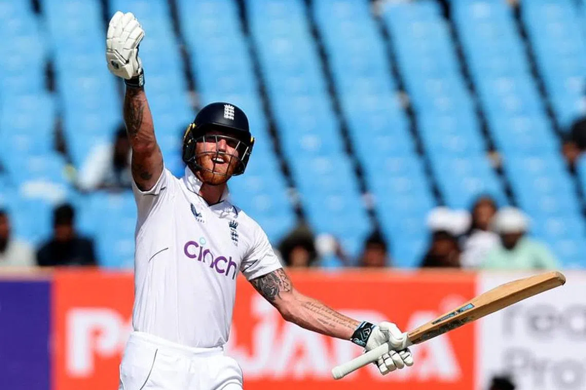Cricket - Third Test - India v England - Niranjan Shah Stadium, Rajkot, India - February 18, 2024 England's Ben Stokes in action REUTERS/Amit Dave