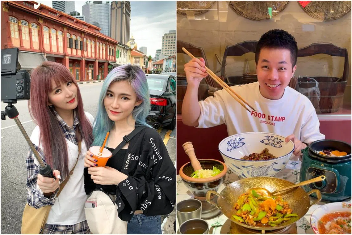 YouTuber sisters Tiffanie (centre) and Michy Lim (left) began exploring Xiaohongshu and Douyin to reach more audiences, while FoodStamp.SG founder Marcus Goh started a Xiaohongshu account for his business.