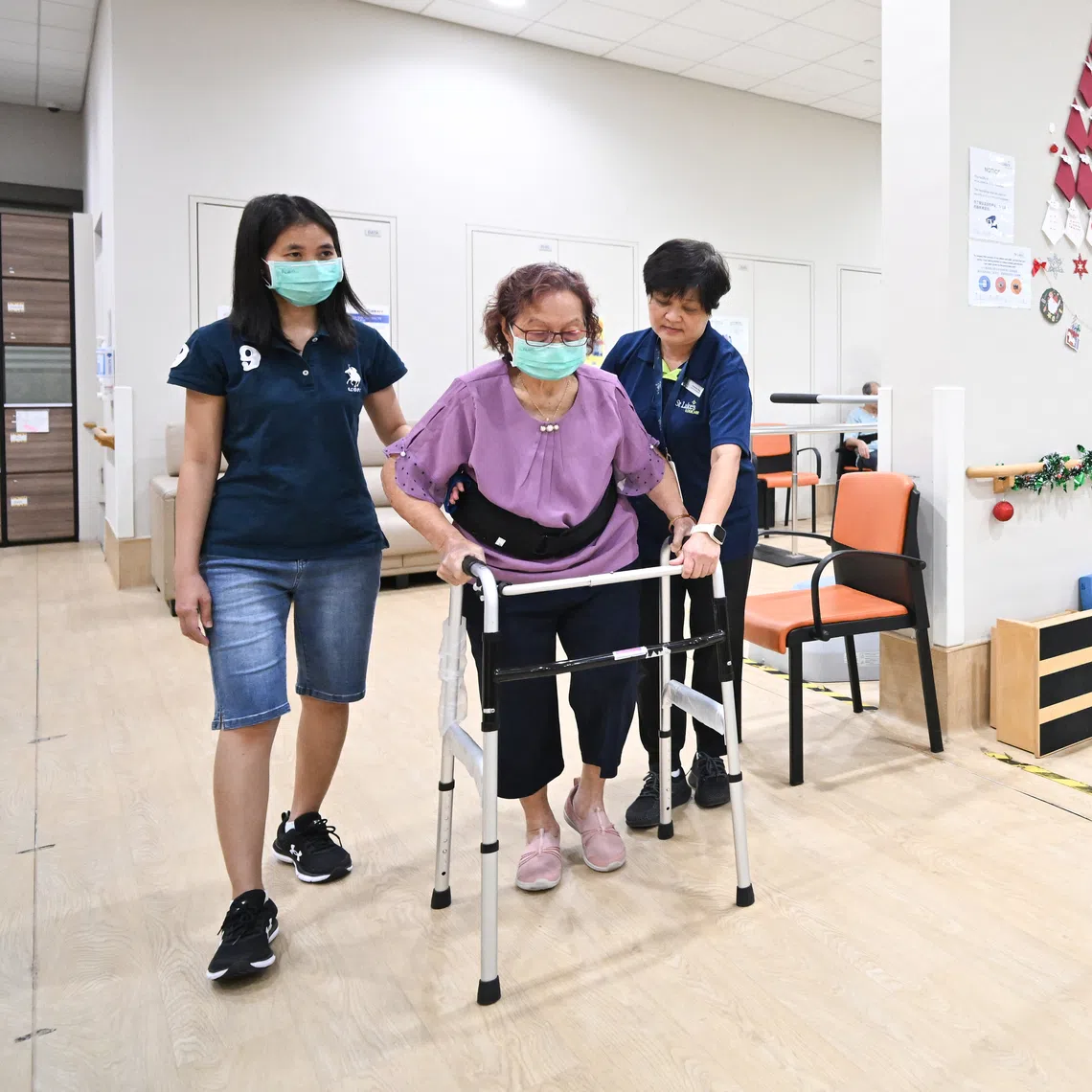 Elders doing exercises at in the SLEC Residence @ Ang Mo Kio on Dec 10.