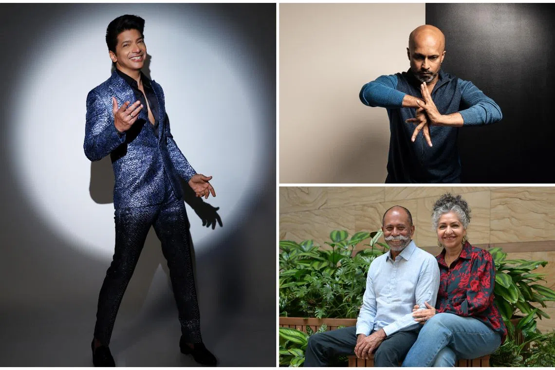 (Clockwise from left) Indian singer Shaan, renowned dancer and choreographer Akram Khan, and director Daisy Irani and her husband.
