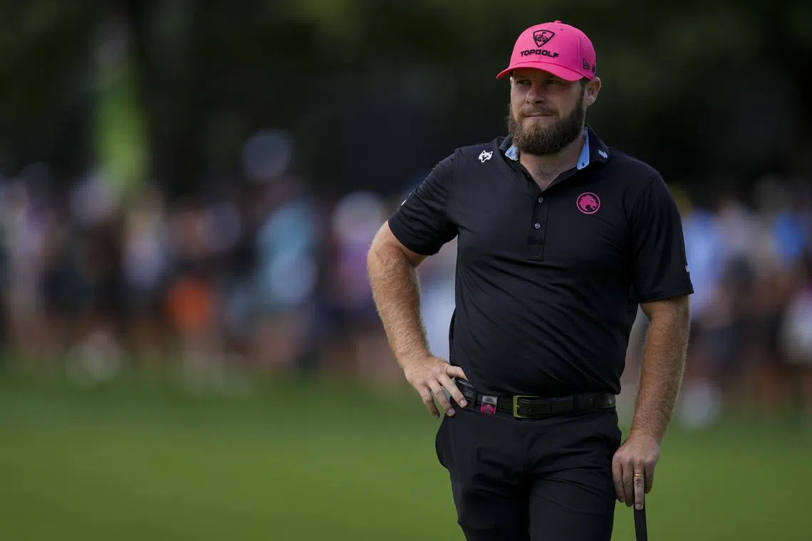 FILE PHOTO: Aug 24, 2025; Detroit, Michigan, USA; Tyrrell Hatton of Legion XIII stands on the first green during the finals of the LIV Golf Michigan Team Championship at The Cardinal at Saint John's Resort. Mandatory Credit: Aaron Doster-Imagn Images/File Photo