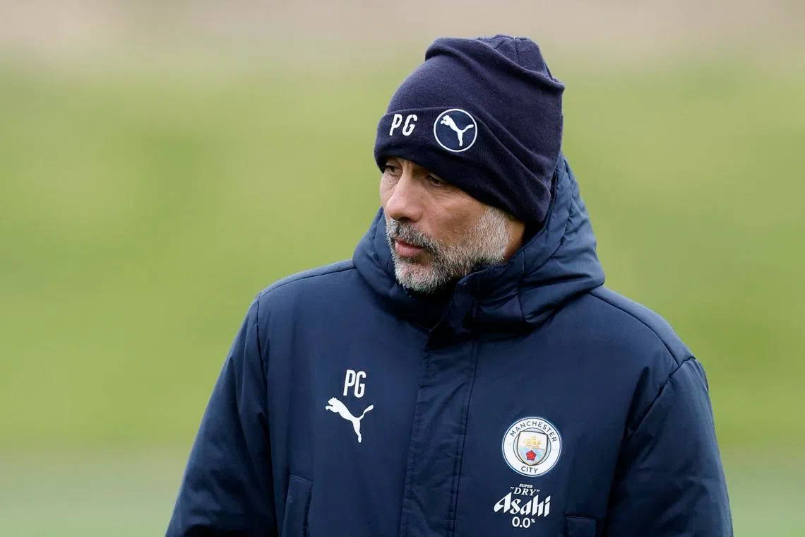 Soccer Football - UEFA Champions League - Manchester City Training - Etihad Campus, Manchester, Britain - March 10, 2026 Manchester City manager Pep Guardiola during training Action Images via Reuters/Jason Cairnduff