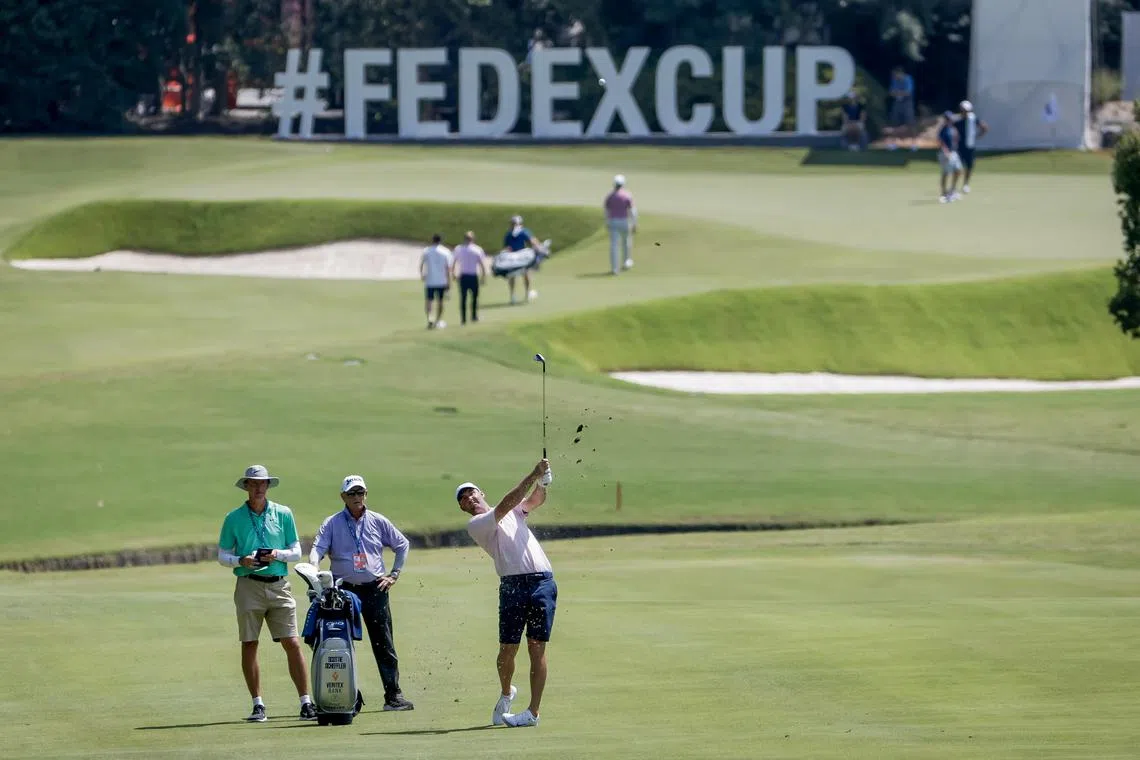 Scottie Scheffler on the 12th fairway during a practice round for the 2024 Tour Championship.