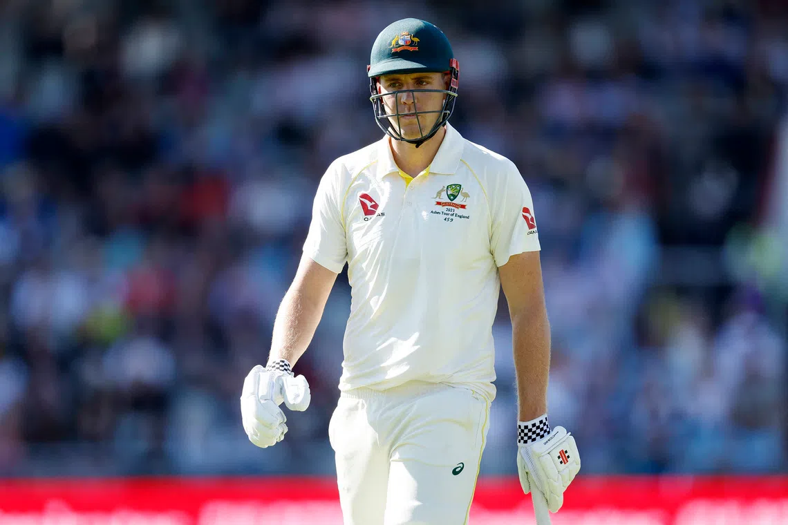 Cricket - Ashes - Fourth Test - England v Australia - Old Trafford Cricket Ground, Manchester, Britain - July 19, 2023 Australia's Cameron Green walks after losing his wicket, lbw off the bowling of Chris Woakes Action Images via Reuters/Jason Cairnduff