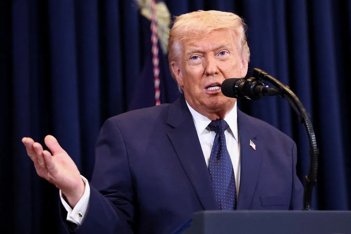 U.S. President Donald Trump speaks during a press conference at Trump National Doral Miami in Miami, Florida, U.S., March 9, 2026. REUTERS/Kevin Lamarque