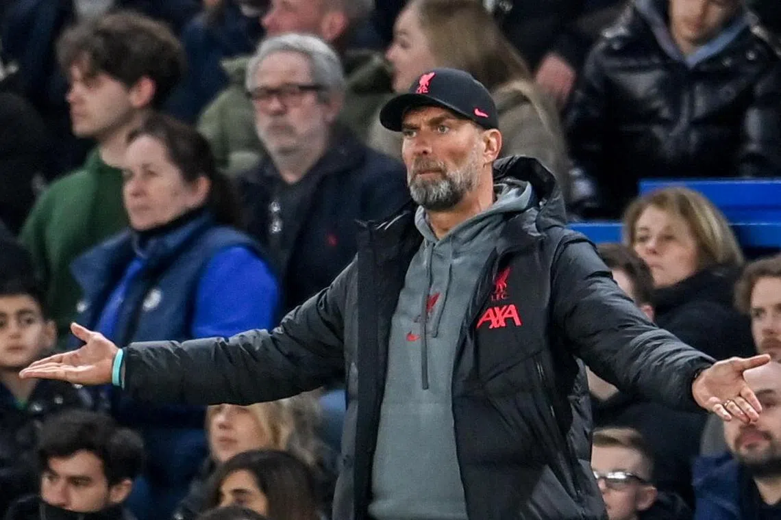 Reds boss Jurgen Klopp reacting during their 0-0 draw with Chelsea in midweek.