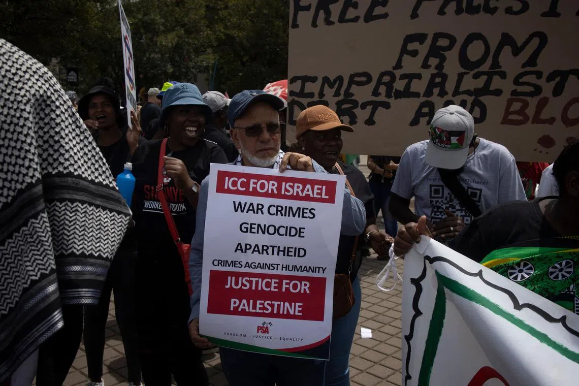 Protesters at a pro-Palestinian demonstration in Johannesburg on Nov 29.