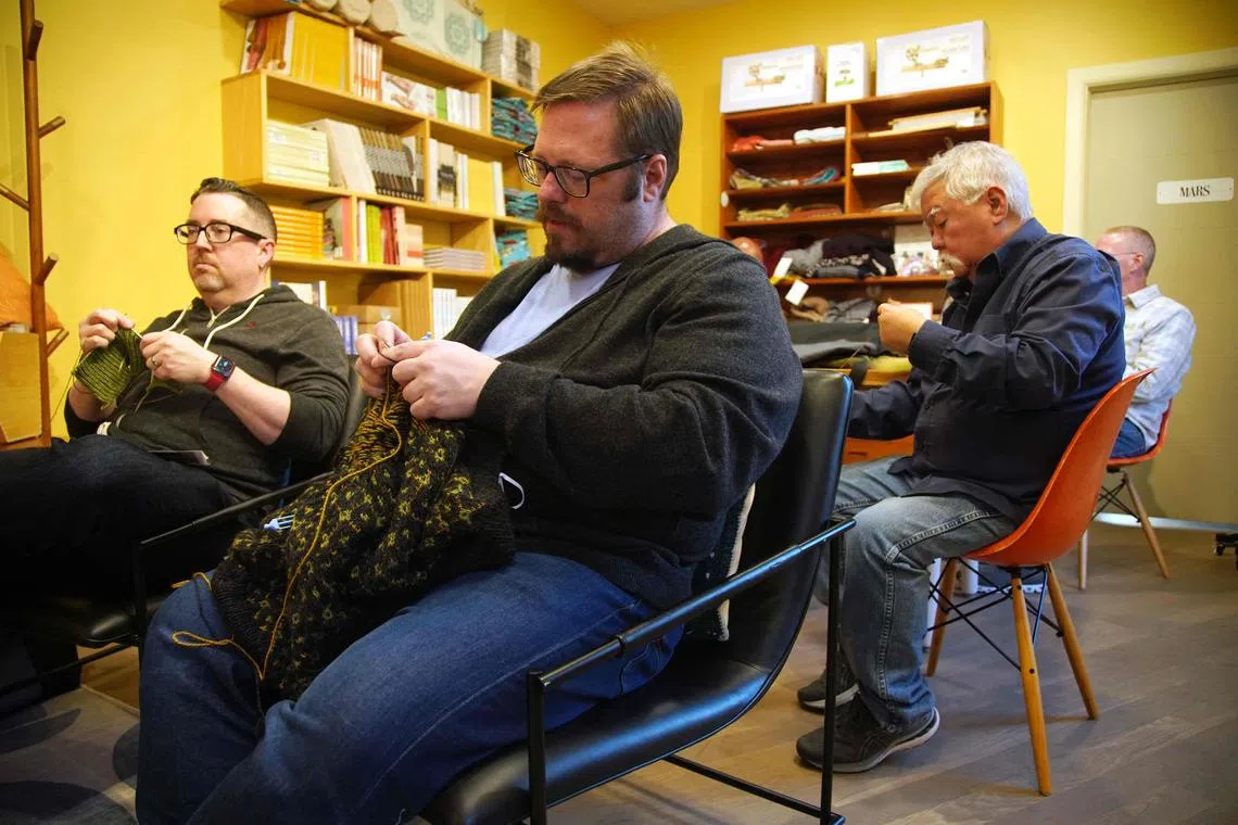 Knitting clubs for men have surged in popularity once again in the US in this age of pandemics and self-care. 