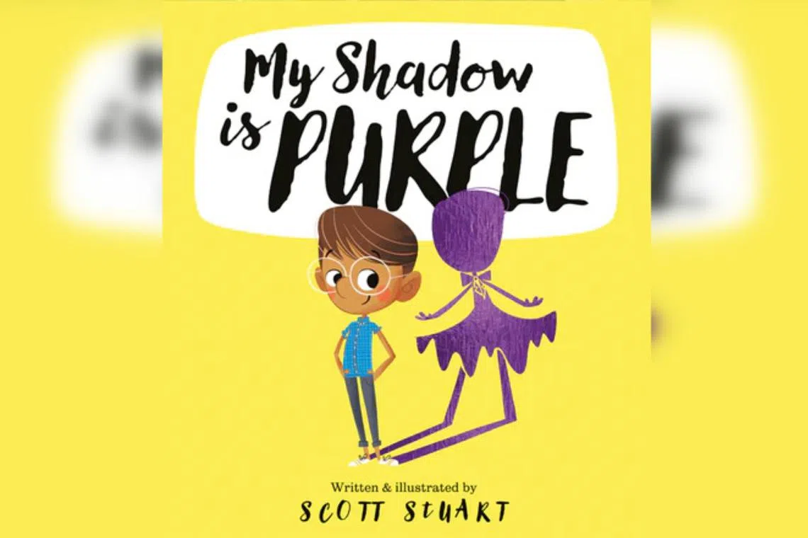 “My Shadow Is Purple” centres on a gender nonbinary theme in which a child describes the colour of their shadow as different from their mother’s pink shadow and father’s blue shadow.