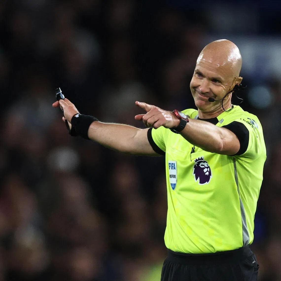 Referee Anthony Taylor during a Premier League match between Chelsea and Liverpool.
