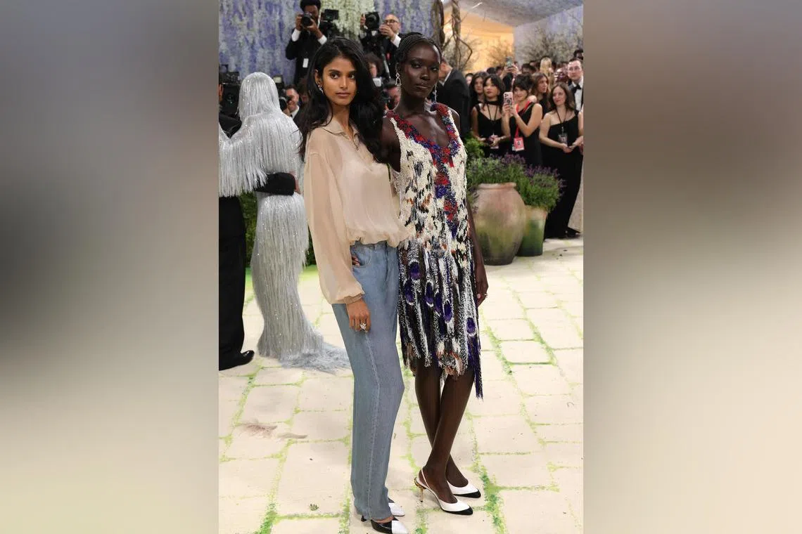 Bhavitha Mandava (left) and Awar Odhiang at the 2026 Met Gala in New York on May 4.
