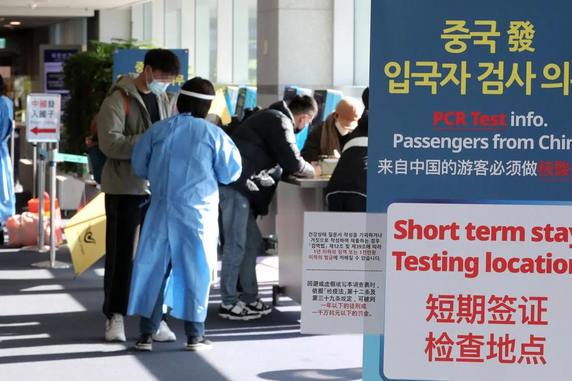 Travellers to South Korea from Hong Kong and Macau would be required to submit a negative result from a PCR test from Jan 7, 2023. 