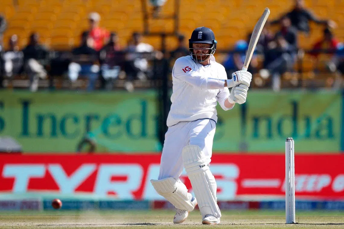 Cricket - Fifth Test - India v England - Himachal Pradesh Cricket Association Stadium, Dharamshala, India - March 9, 2024 England's Jonny Bairstow in action REUTERS/Adnan Abidi