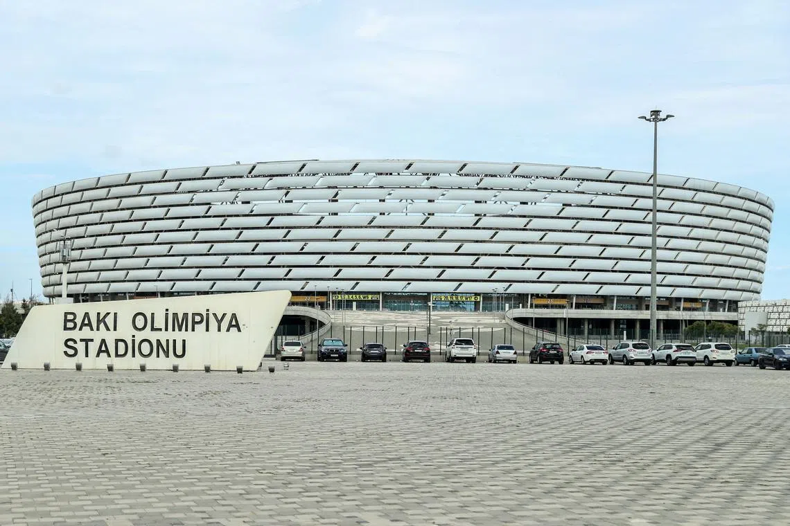 FILE PHOTO: A view shows Baku Olympic Stadium, the venue of the COP29 United Nations Climate Change Conference, in Baku, Azerbaijan September 19, 2024. REUTERS/Aziz Karimov/File Photo