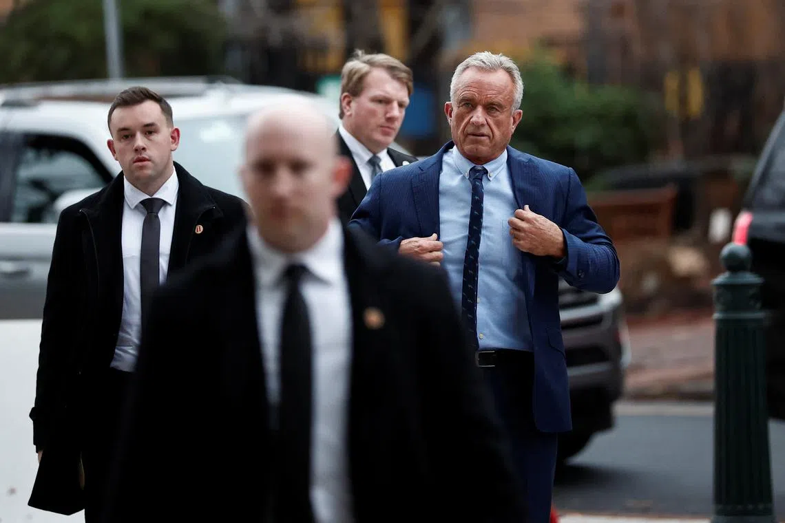 Robert Kennedy Jr., U.S. President-elect Donald Trump's nominee to run the Department of Health and Human Services, arrives at the Hart Senate Office Building on Capitol Hill in Washington, U.S., December 16, 2024. REUTERS/Benoit Tessier