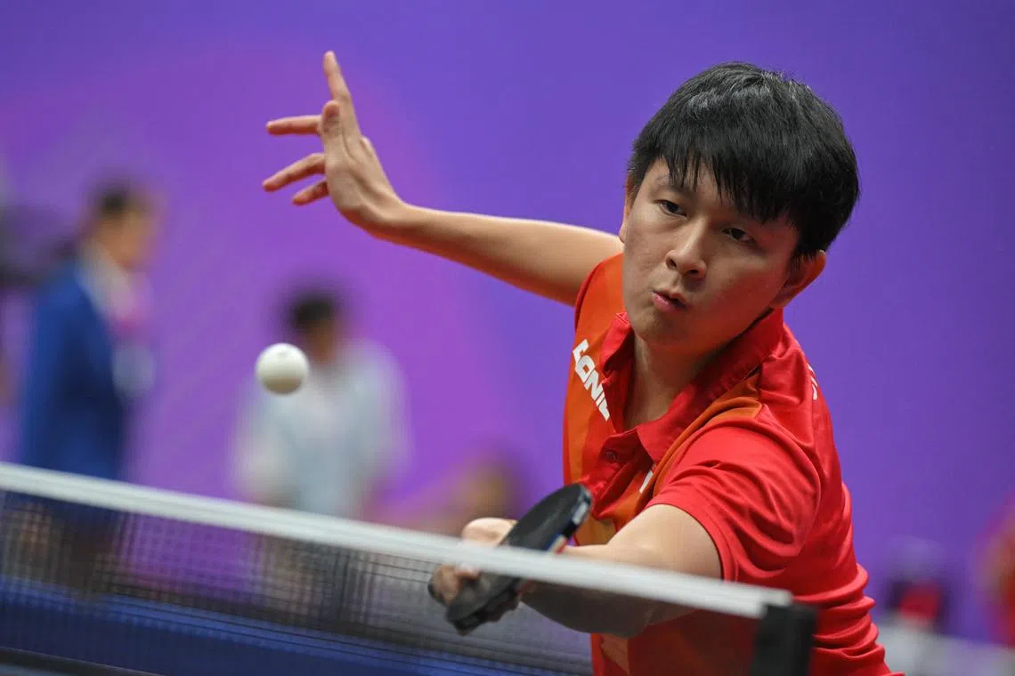 Athletes in table tennis, like Singapore's Clarence Chew, are always making subtle changes to adjust to different balls. 