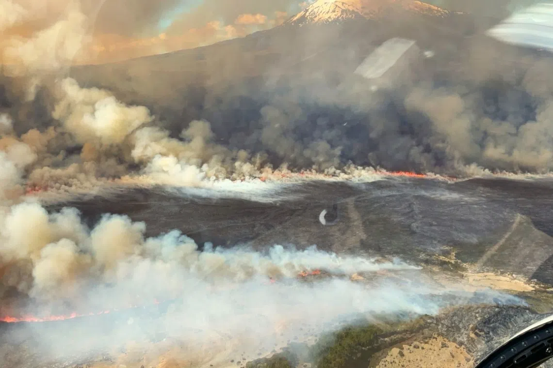 The fire in Tongariro National Park broke out on Nov 8 and has so far burnt through 2,500ha of alpine bush.