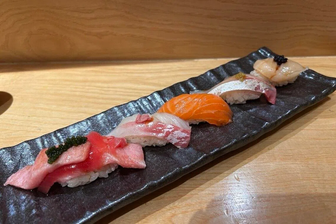 Each set of five sushi from Haku Sushi contains at least one premium seasonal ingredient. 