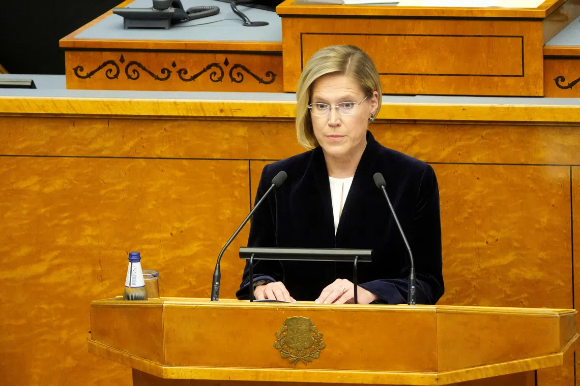 Estonian presidential candidate Ulle Madise addresses the parliament in Tallinn, Estonia September 2, 2026. REUTERS/Ints Kalnins