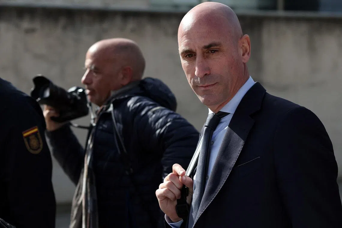 FILE PHOTO: Soccer Football - Luis Rubiales faces examination during trial - National Court, Madrid, Spain - February 13, 2025 Luis Rubiales leaves the court REUTERS/Violeta Santos Moura/File Photo