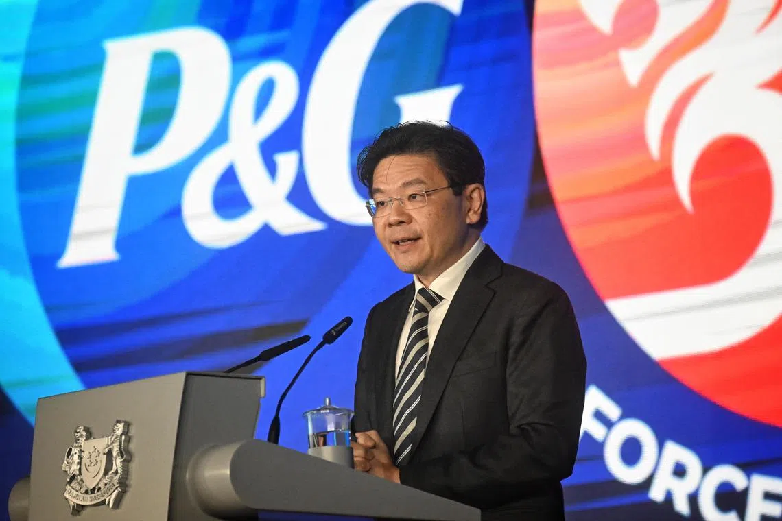 Deputy Prime Minister and Minster for Finance, Mr Lawrence Wong, delivering his speech at the Gala dinner.



/Procter & Gamble (P&G) 35th Anniversary Gala Dinner at Capella Singapore on Jun 20, 2023.