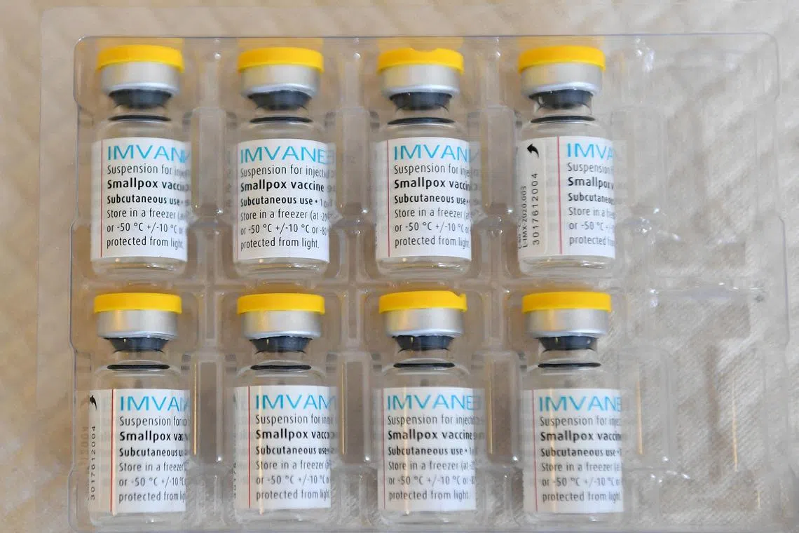 FILE PHOTO: Doses of Bavarian Nordic's Imvanex vaccine, used to protect against mpox virus, at the Edison municipal vaccination centre in Paris, France July 27, 2022. Alain Jocard/Pool via REUTERS/File Photo/File Photo