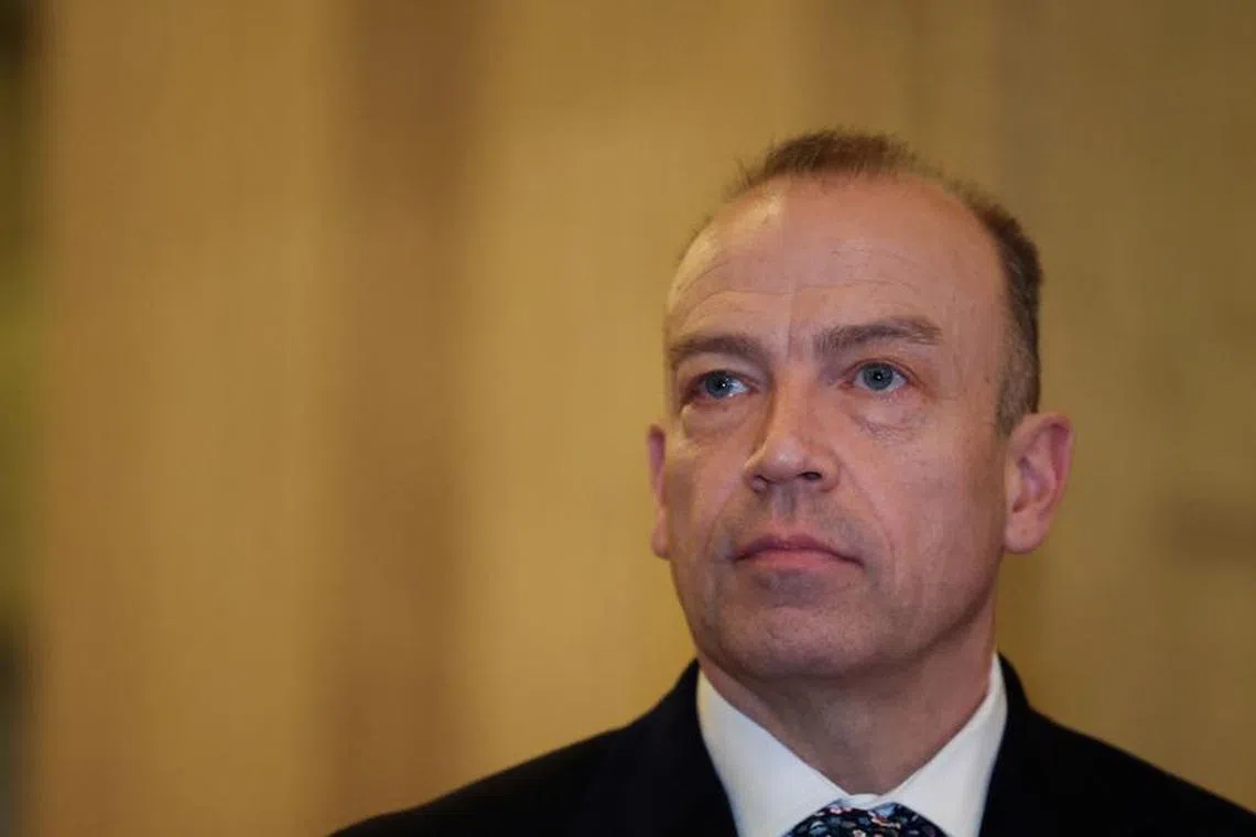 British Secretary of State for Northern Ireland Chris Heaton-Harris looks on, at the Stormont Parliament Buildings on the day Northern Ireland lawmakers elect the Irish First Minister, in Belfast, Northern Ireland, February 3, 2024. REUTERS/Suzanne Plunkett/ File photo