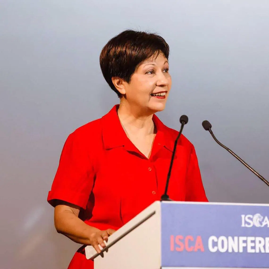 Second Minister for Finance Indranee Rajah speaking at the Institute of Singapore Chartered Accountants Conference on Nov 12.