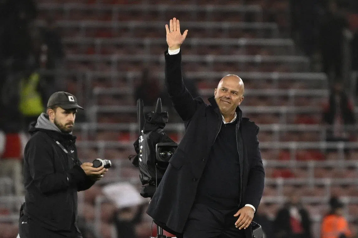 Liverpool manager Arne Slot celebrating after his team beat Southampton 3-2 in the Premier League.