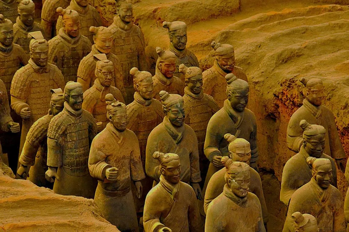 Terracotta Warriors at the Terracotta Warrior Museum in Litong, located on the outskirts of Xi'an, the capital city of Shaanxi province, China.