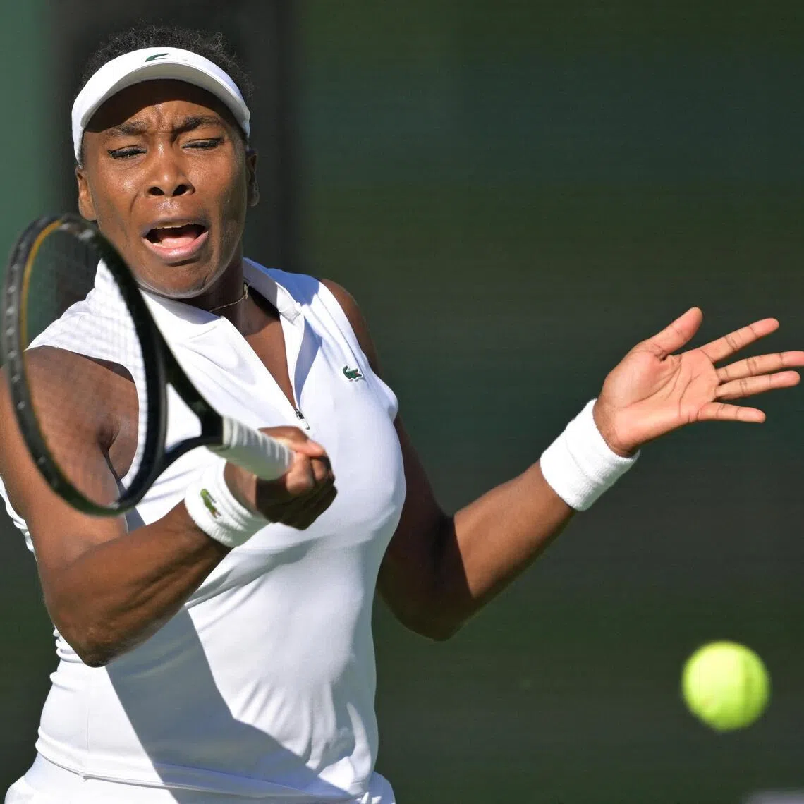 Venus Williams hits a shot during her first-round match against Diane Parry at Indian Wells.