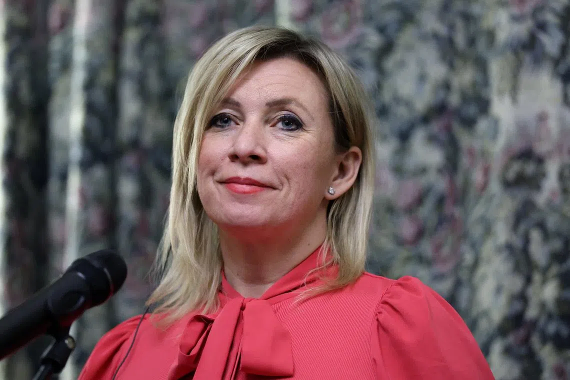 FILE PHOTO: Spokeswoman of the Russian Foreign Ministry Maria Zakharova attends a press conference following talks between Foreign Minister Sergei Lavrov and Iranian Foreign Minister Abbas Araqchi in Moscow, Russia, December 17, 2025. REUTERS/Ramil Sitdikov/Pool/File Photo