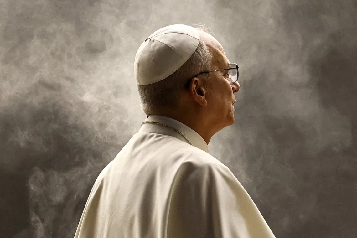 Pope Leo XIV presiding over a Prayer Vigil and Rosary for Peace, in Saint Peter square at the Vatican on Oct 11, 2025. 