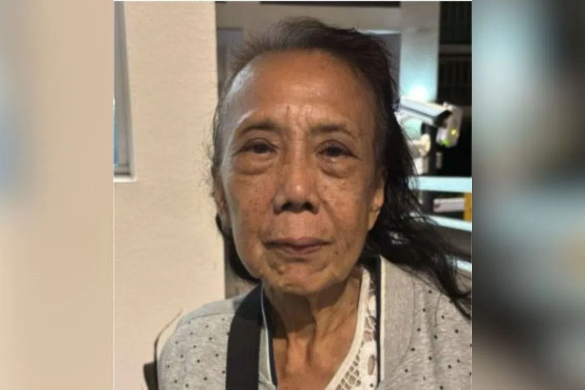 Madam Lie Lan Sui, 78, was last seen at about 8pm on Oct 18 near Block 34 Upper Cross Street.