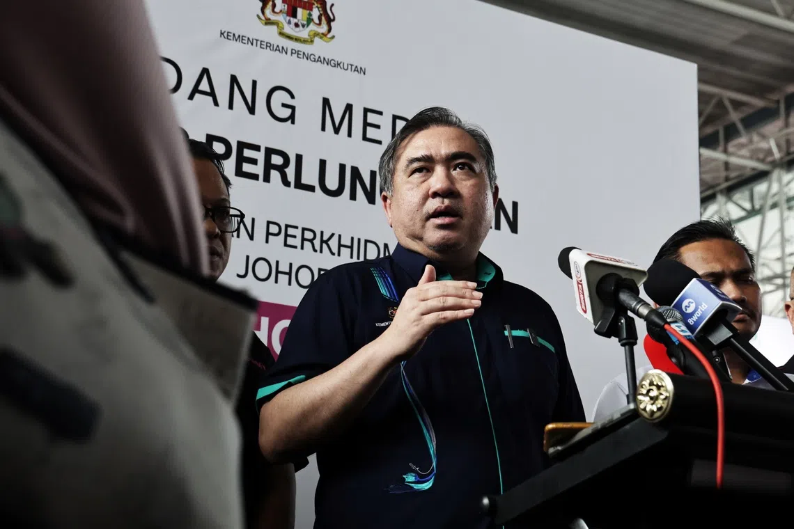 Malaysia’s Transport Minister Anthony at the media doorstop at JB Sentral on Oct 8.