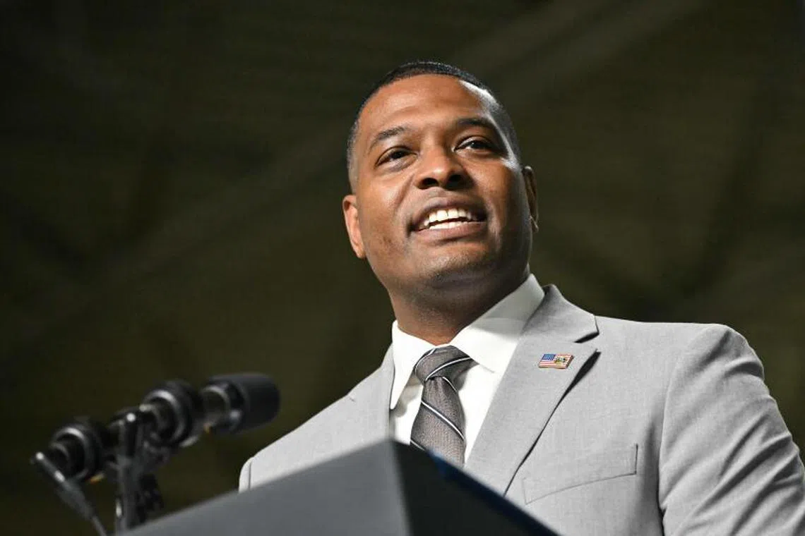 US Environmental Protection Agency Administrator Michael Regan speaks during an event in Milwaukee, Wisconsin, October 8, 2024. (Photo by Mandel NGAN / AFP)