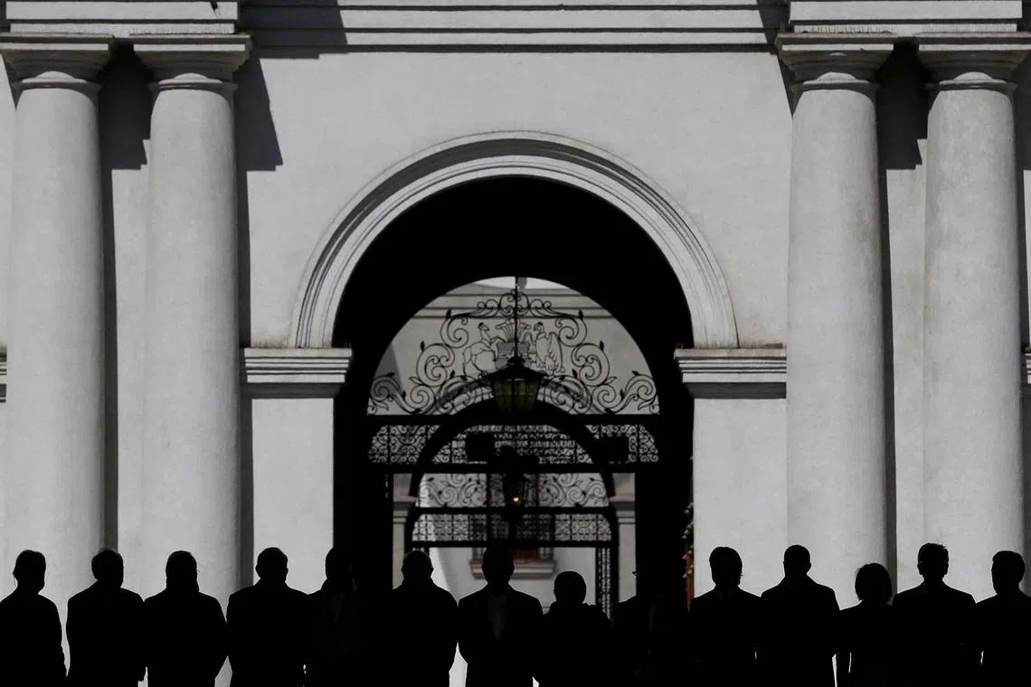 Chile's President Gabriel Boric and invited authorities attend an official ceremony marking the 50th anniversary of the coup that toppled Salvador Allende and started Augusto Pinochet's dictatorship, at La Moneda government palace, in Santiago, Chile, Sept 11.