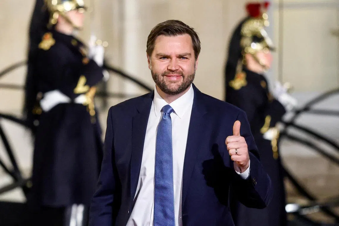 US vice-president JD Vance at the Elysee Palace as part of the AI Action Summit in Paris, France, on Feb 10.