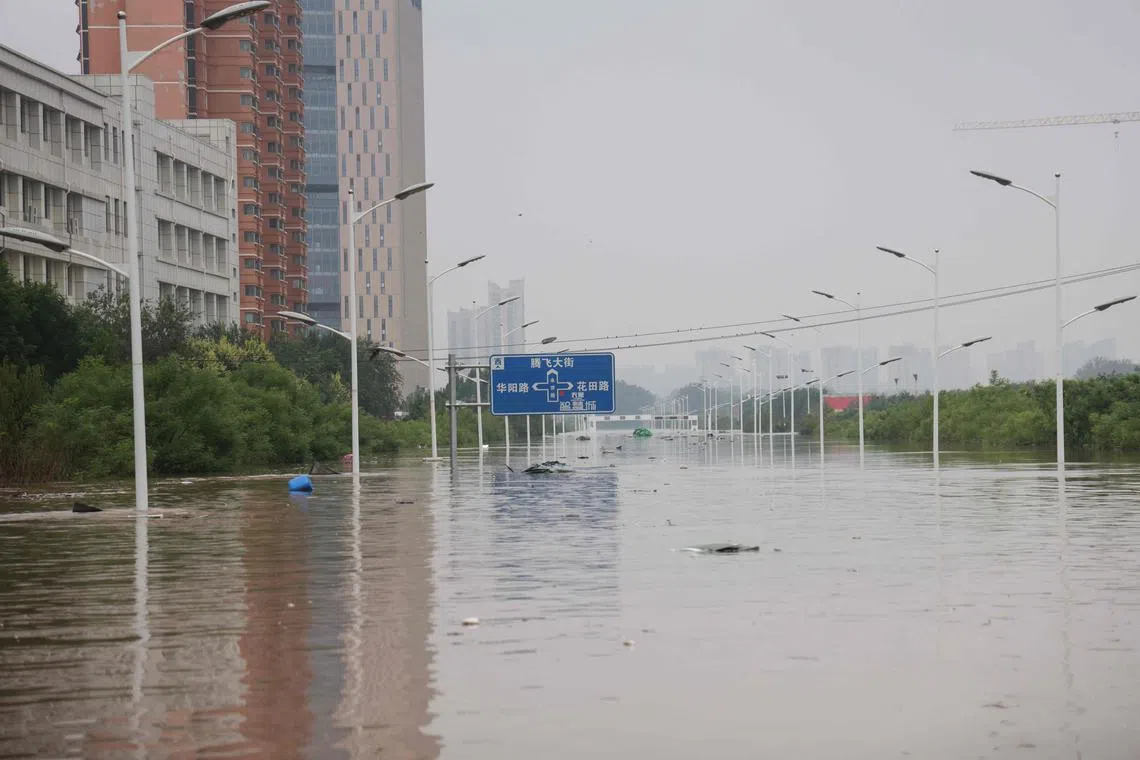 In neighbouring Hebei province, the city of Xingtai has also fallen victim to intense rainfall.