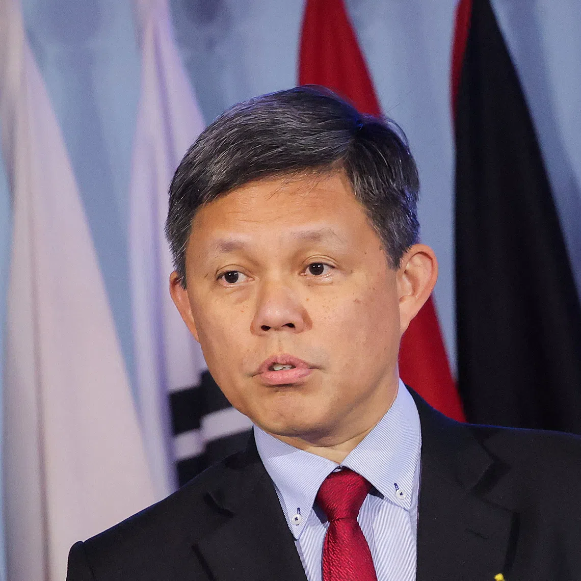 Defence Minister Chan Chun Sing speaking during the Xiangshan Forum in Beijing on Sept 18.