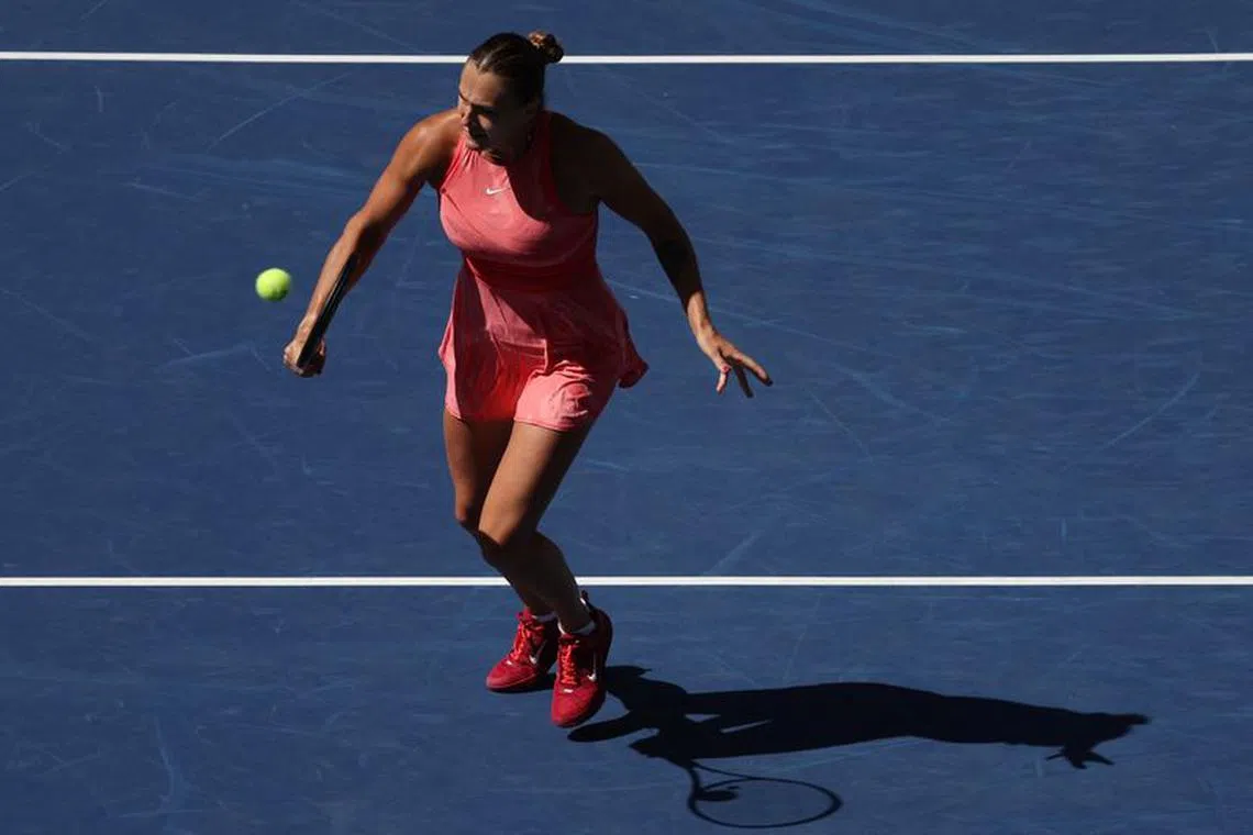 Tennis - U.S. Open - Flushing Meadows, New York, United States - September 2, 2023 Belarus’ Aryna Sabalenka in action during her third round match against France's Clara Burel REUTERS/Shannon Stapleton/File photo