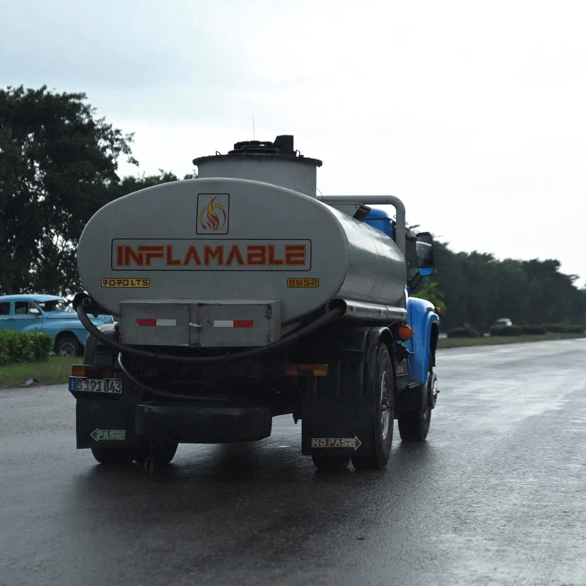 A tanker truck transports fuel on the outskirts of Havana, Cuba, on Jan 12.