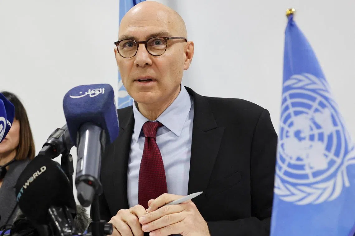 FILE PHOTO: United Nations High Commissioner for Human Rights Volker Turk holds a press conference in Damascus, Syria January 15, 2025. REUTERS/Yamam Al Shaar/File photo