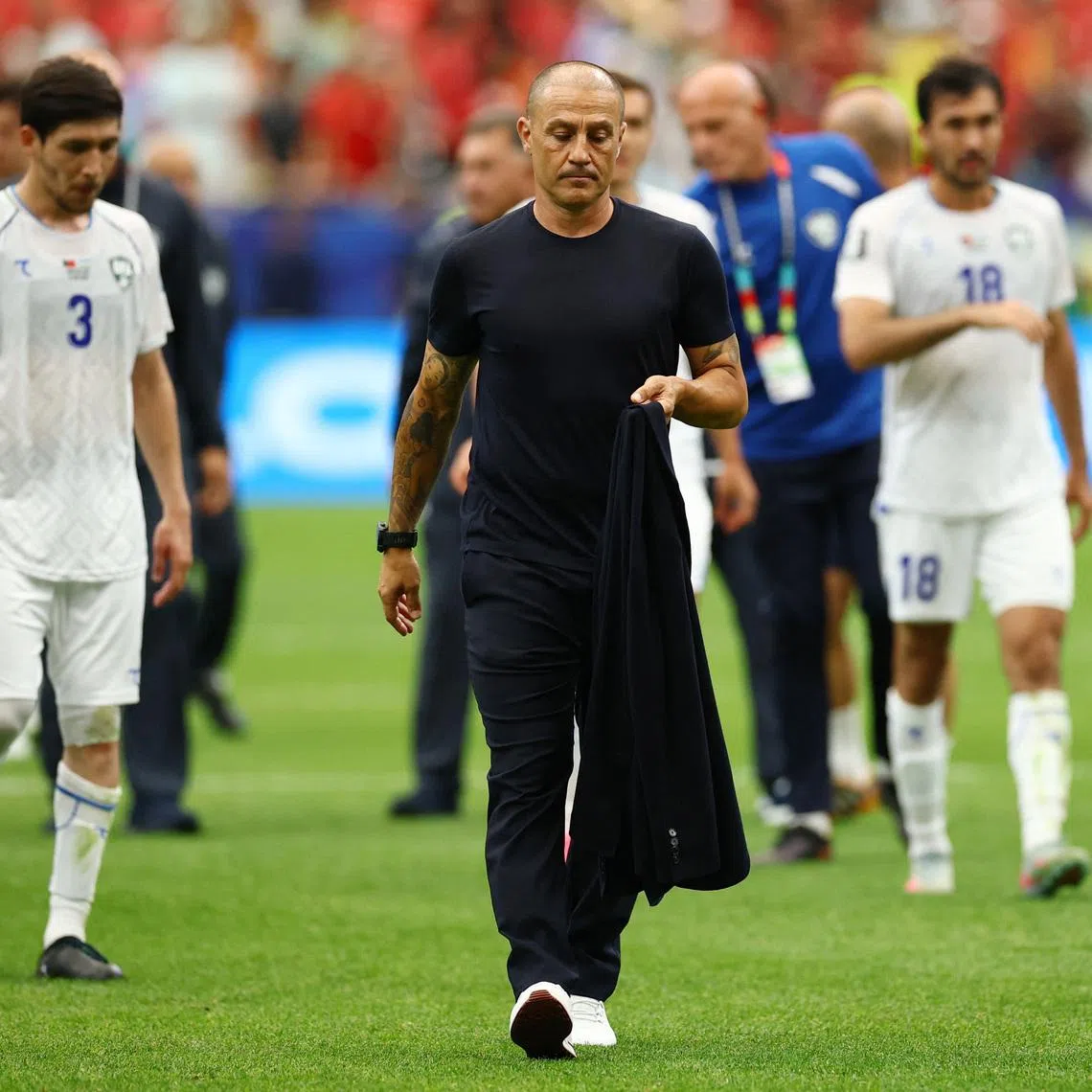 Soccer Football - FIFA World Cup 2026 - Group K - Portugal v Uzbekistan - Houston Stadium, Houston, Texas, U.S. - June 23, 2026 Uzbekistan coach Fabio Cannavaro looks dejected after the match REUTERS/Phil Noble