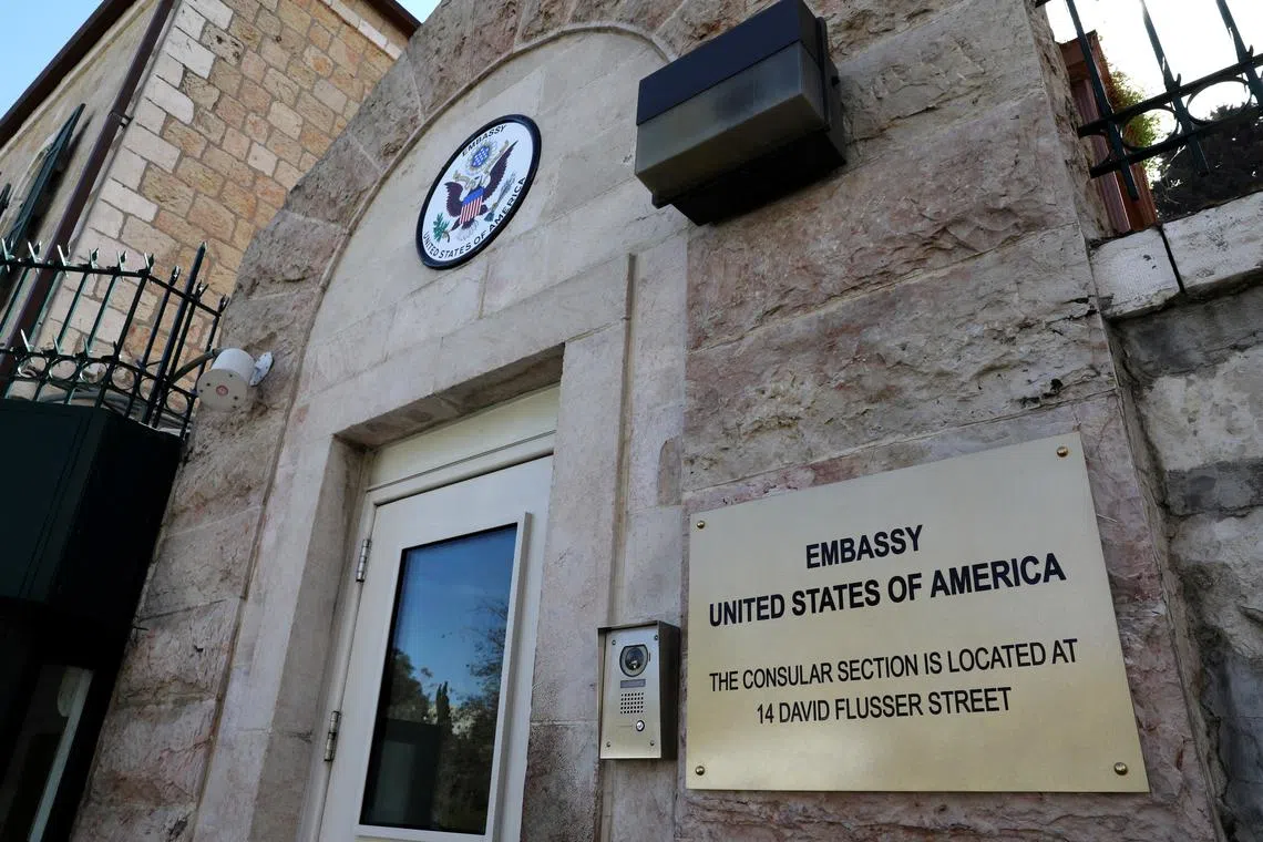 FILE PHOTO: The U.S. embassy in Jerusalem. Photo taken on March 12, 2019. REUTERS/Ammar Awad/File Photo