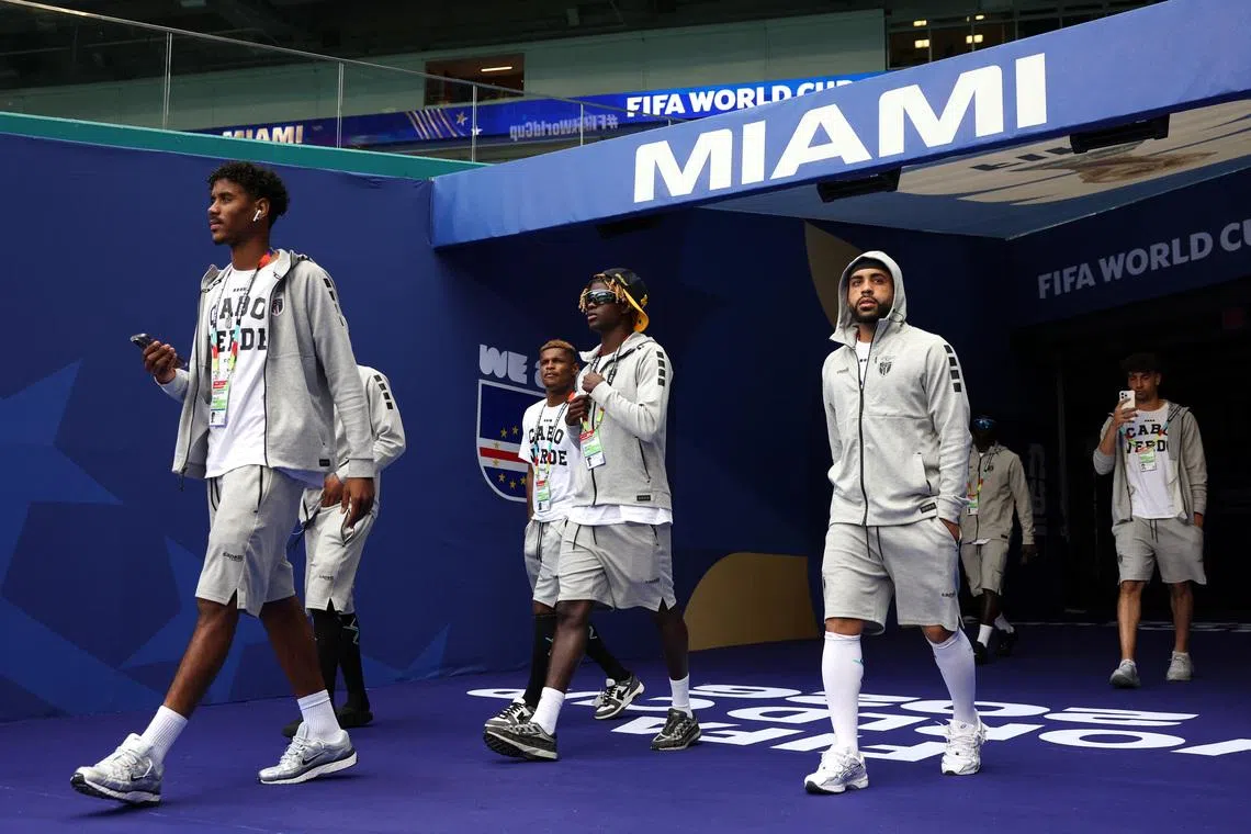 Soccer Football - FIFA World Cup 2026 - Cape Verde pre-match walkaround at Miami Stadium - Miami Stadium, Miami Gardens, Florida, U.S. - June 20, 2026 Cape Verde players during the pre-match walkaround REUTERS/Paul Childs