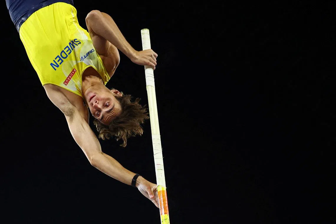 Sweden's Armand Duplantis in action during the men's pole vault final, at the European Athletics Championships held at the Stadio Olimpico, Rome, Italy, on June 12, 2024.
