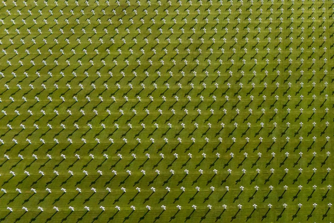 The Lorraine American Cemetery in Saint-Avold, northeastern France, on July 29, 2025. Lorraine American Cemetery is the largest World War II American cemetery in Europe with a total of 10 481 burials. 