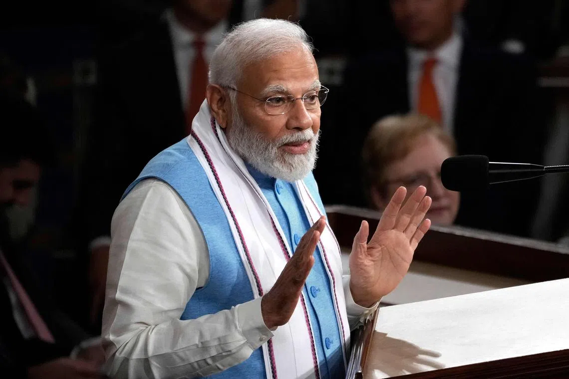 Indian Prime Minister Narendra Modi at a joint meeting of Congress at the US Capitol on June 22, 2023.