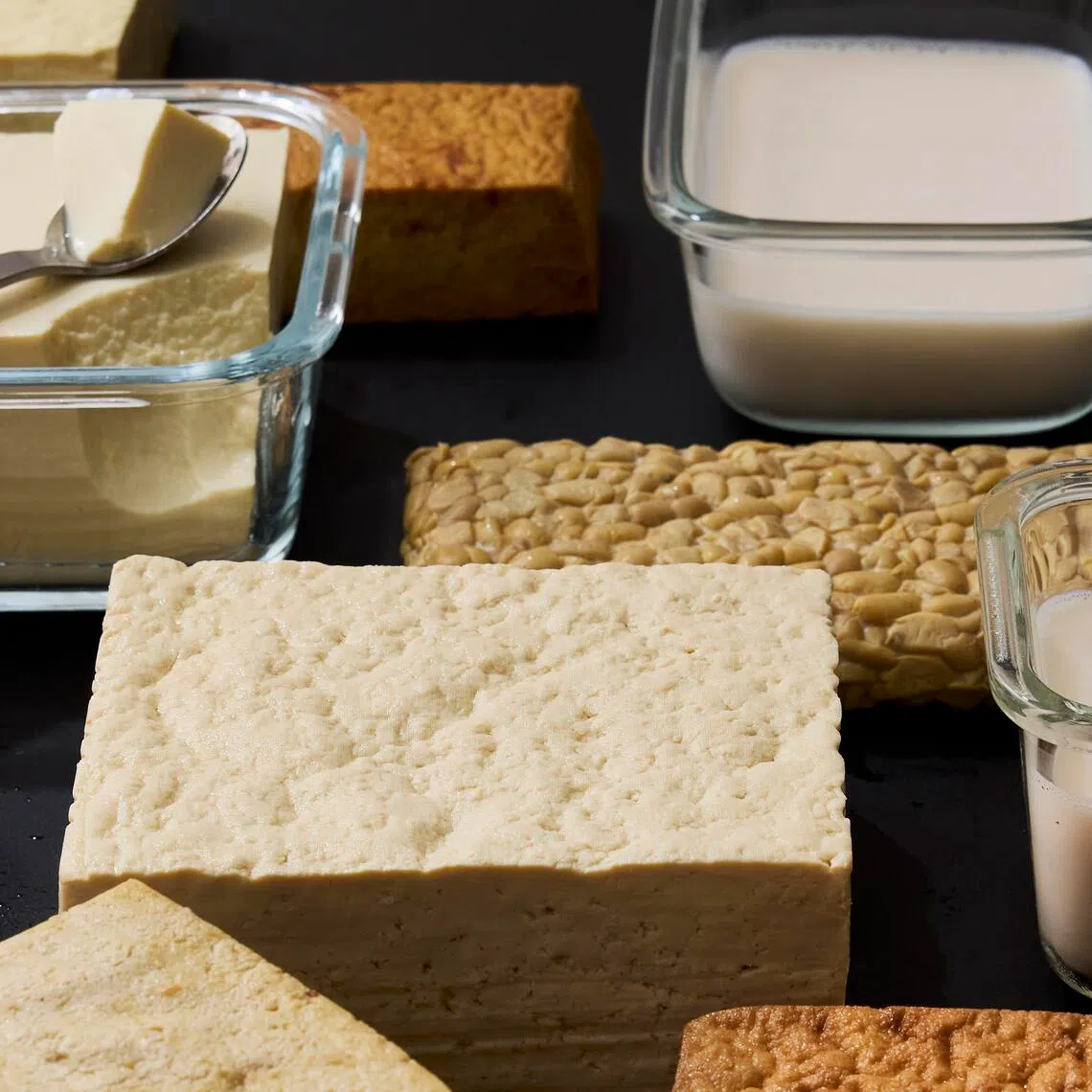 Soya beans, like edamame, and many products made from them, such as tofu, soya milk and tempeh, are nearly perfect foods when it comes to nutrition.